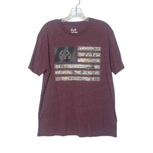Realtree Tshirt Mens Large Burgundy Flag Graphic Print
